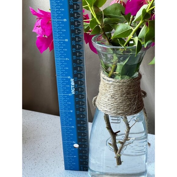 Glass Carafe Wine Water Juice Vase Twine & Bow Embossed w/ Love 8x3”D Wedding - Picture 9 of 10